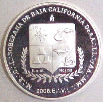 MEXICO MEDAL FRANCMASONERIA UNIVERSAL BAJA CALIFORNIA  