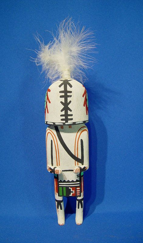 HOPI Indian White Rattle Kachina Doll Lawrence Acadiz  