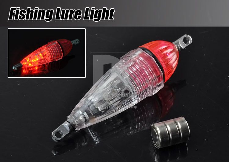 Mini LED Deep Drop Underwater Fishing Squid Lure Light RED Flashing+ 3 