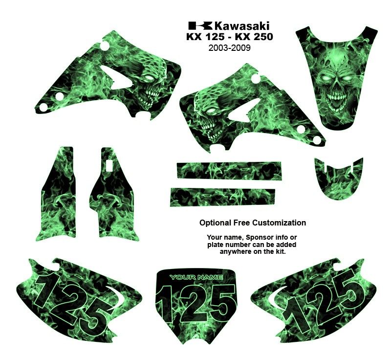 Kawasaki KX 125 250   2003 2009 Bike Graphics Kit 9500G  