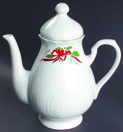 Baum Bros VICTORIAN HOLIDAY POINSETTIA Coffee Pot 27182  