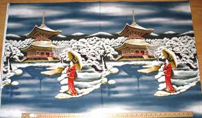 Winter Kyoto Geisha Michael Miller Japan 23 inch panel  