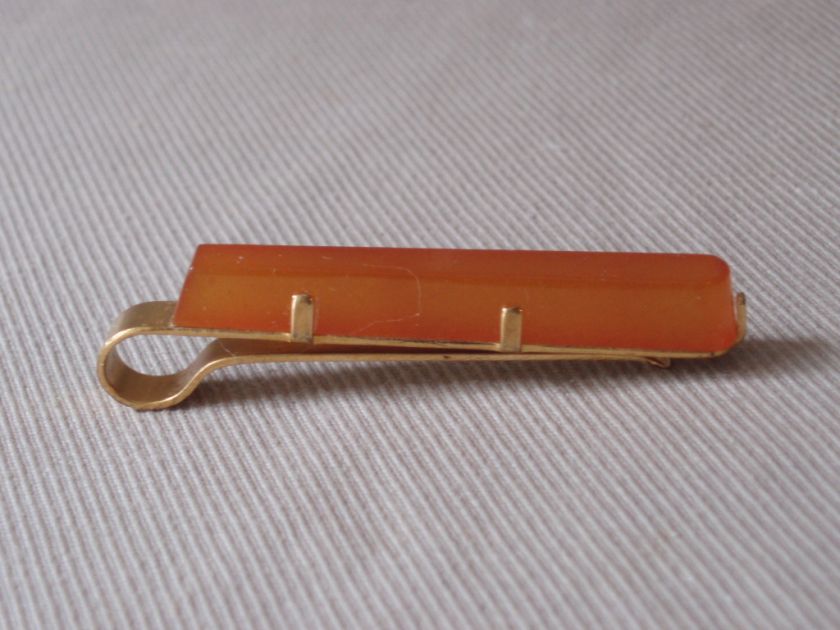 melted amber gold plated vintage necktie clasp USSR  