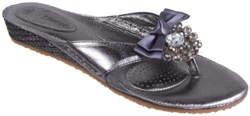 Renee Teena Embellished Metallic Thongs Womens Flip Flops Shoes Flat 