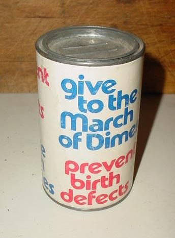 Old March Of Dimes Collection Can  