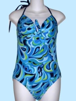 LADIES BLUE SWIMMING SUIT SWIM 14 FREE SHIP  