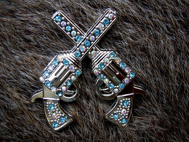 SILVER SWAROVSKI CRYSTALS CROSS GUN CONCHOS HEADSTALL HEADSTALL 