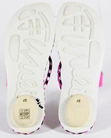   Patent Leather Thong Sandal Pink/White/Black Print Braid 7 M  