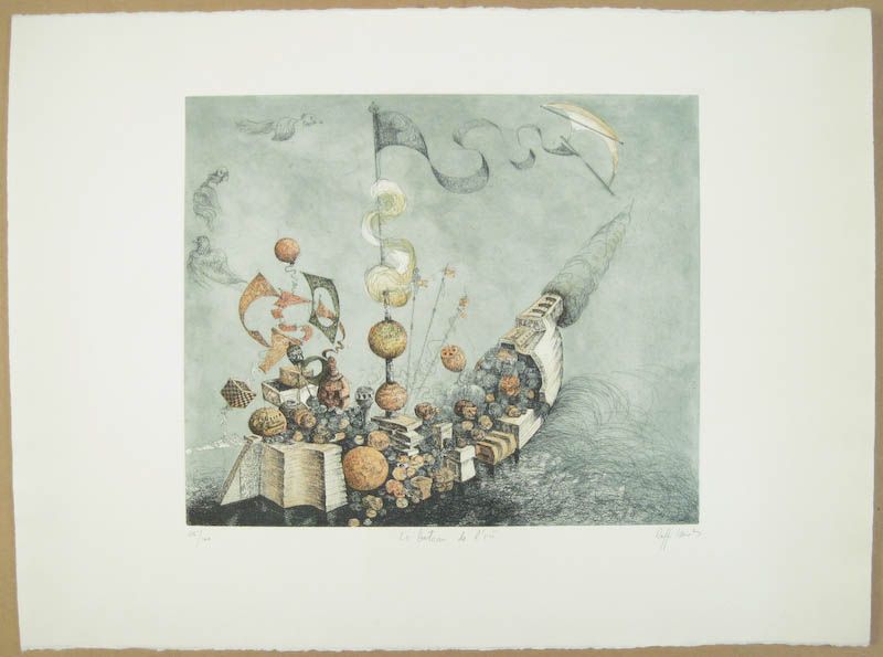 Raffi Kaiser Surrealist Original Etching Israeli LISTED  