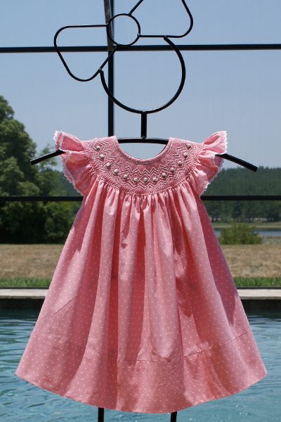 Baby Girl Summer Polka Dot hand Smocked Pink Easter Dress Size 24 mos 