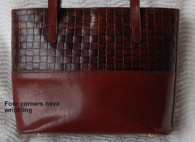 Vintage BRAHMIN Brown WOVEN LEATHER Shoulder Bag Purse  