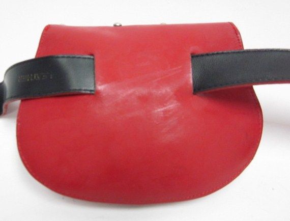 DESIGNER Red Leather Studded Waist Belt Bag  