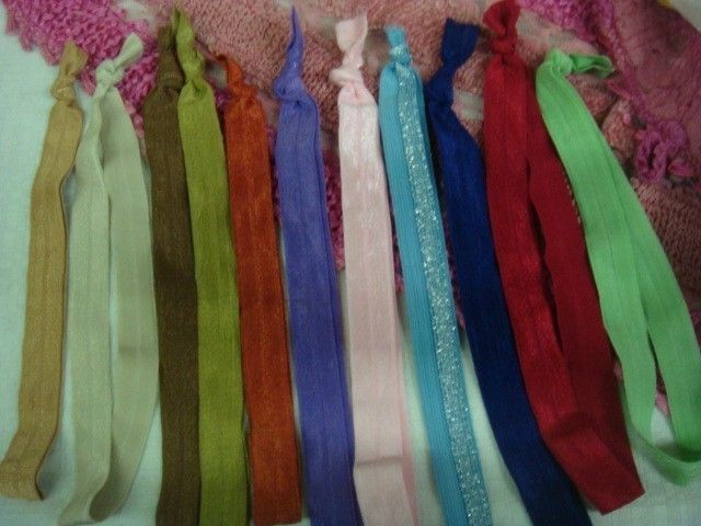 Lot 10 Colors Fold Over Elastic Headbands   