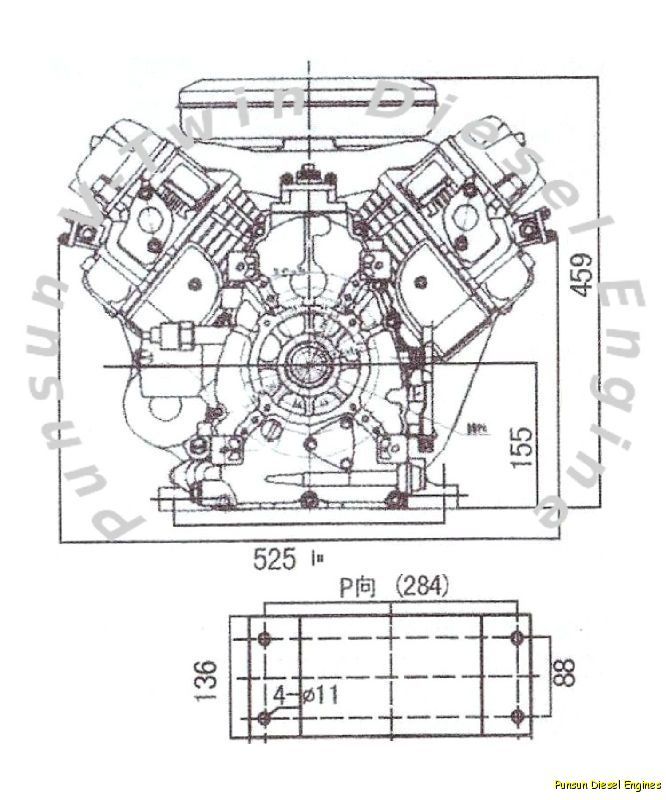 FACTORY DIRECT PUNSUN VT836 18 HP V TWIN DIESEL ENGINE  