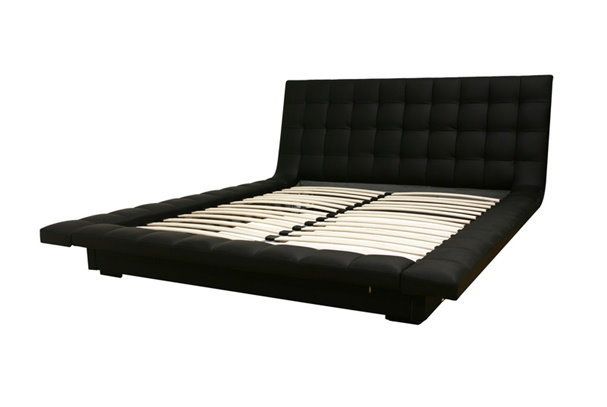 Celia Black Faux Leather Queen Platform Bed  