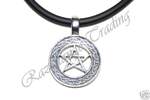 Gothic Celtic Pentagram Pendant Rubber Necklace  