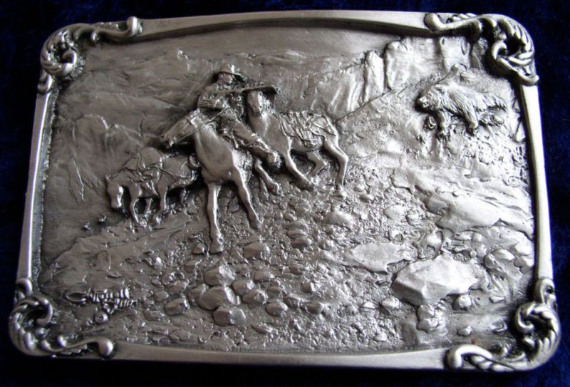 Western Cowboy Bear Charles Russell Belt Buckle  