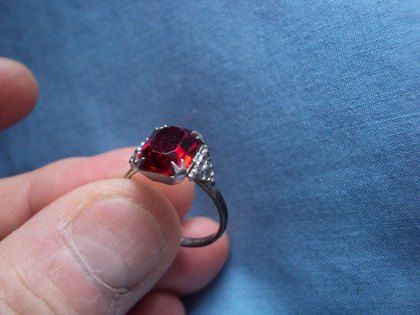 vintage STERLING SILVER Faux RUBY Raymond LUTRARIO Ring  