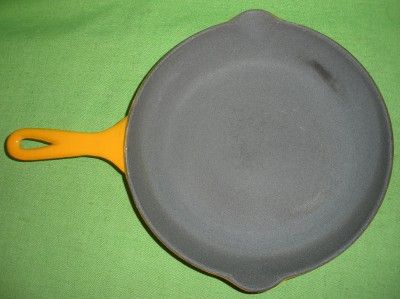   Cousances #s 20 & 23 Cast Iron Skillets Yellow Enamel Made in France