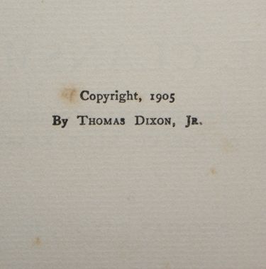 Thomas Dixon Jr   The Clansman   1905 HC 1st 1st   NR  