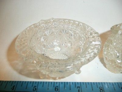 cut glass ashtray and matchstick holder pitcher cup vintage daisy 
