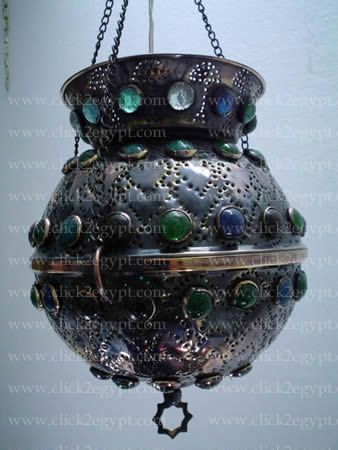 Aladdin Arabian Egyptian Handmade Jeweled Hanging Lamp  