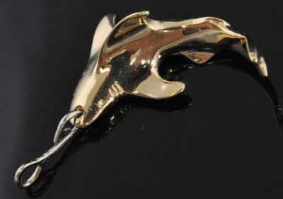 Estate Vtg 14K Gold Shark 3D Animal Fish Charm Pendant  