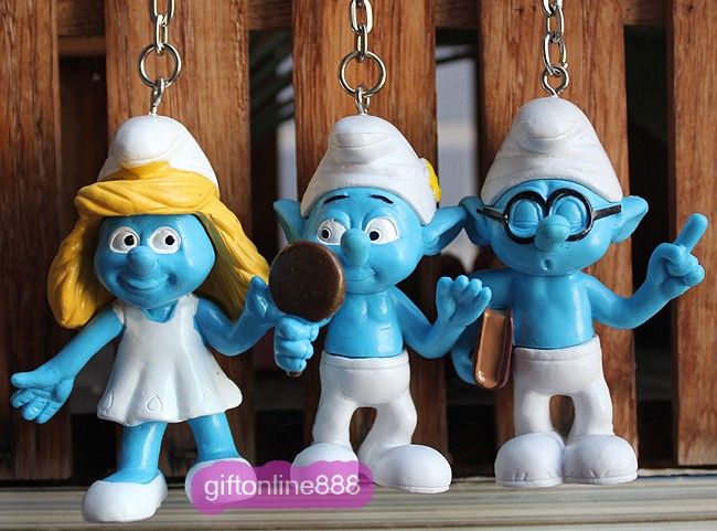 12PCS The smurfs Village Key chain bag hang pendant  