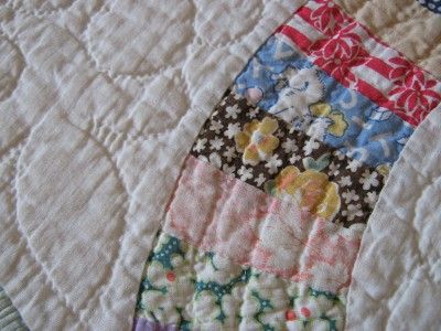   WEDDING RING Feedsack QUILT Old Antique Feed Sack Fabrics  