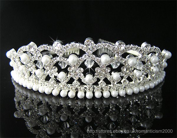 Wedding/Bridal crystal veil tiara crown headband CR123  