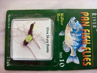 CRYSTAL RIVER PAN FISH FLIES KILLER BEE SIZE 10   Qty 2  