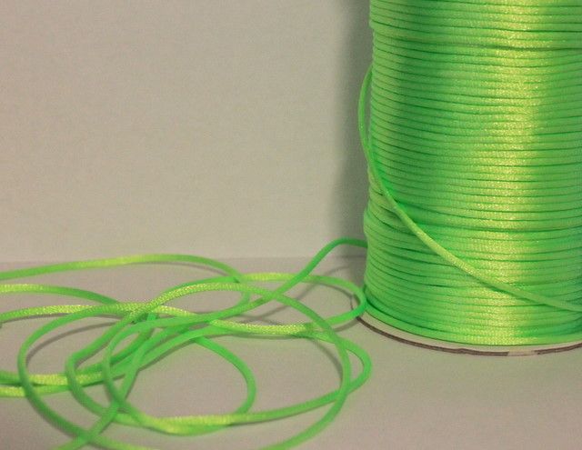 30 FEET APPLE GREEN SATIN RATTAIL CORD   2mm  