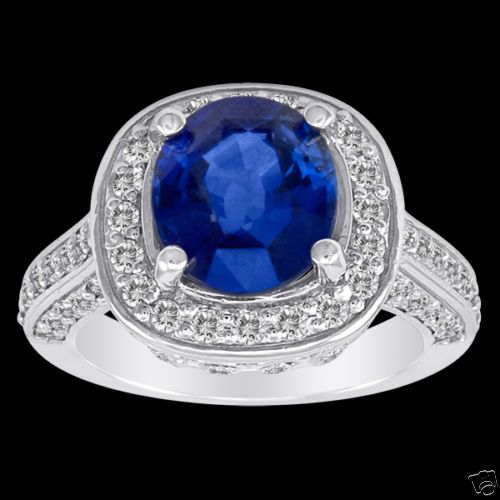 34 CTW SAPPHIRE DIAMOND 14K W GOLD RING  