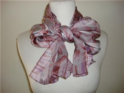 ELAINE GOLD OBLONG SCARF PINK PURPLE GRAY LEAVES NEW  