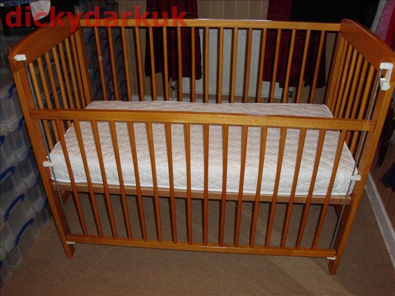 SAPLINGS PINE ANITA NURSERY BABY COT WITH MATTRESS USED  