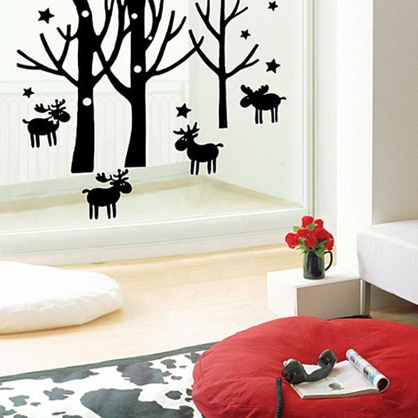 TREE & RUDOLF Christmas Decor Wall STICKER VINYL DECAL  