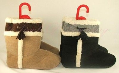 Style & Co. Womens Faux Fur Warm Tassel Boot Slippers  