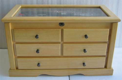 Collector Knife Cabinet with glass top shadow box, solid wood