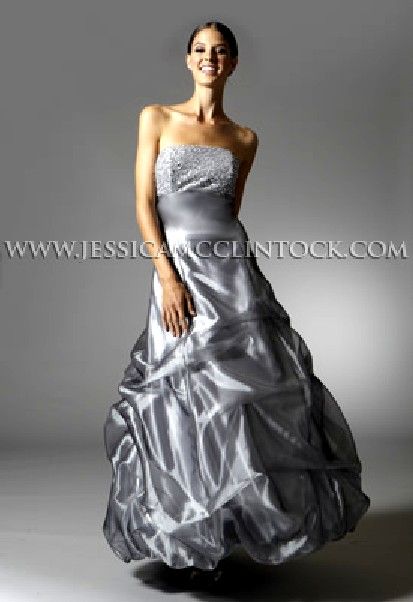   McCllintock 33575 Grand Silver Full Length Organza Satin Dress 7