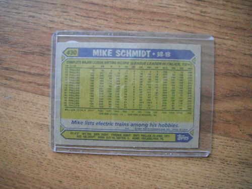 1987 Topps Mike Schmidt #430 blank front error card NMt  
