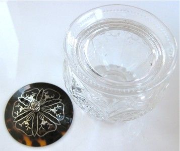 Superb ANTIQUE Edwardian Cut Glass, Silver & Pique Inlaid Trinket 