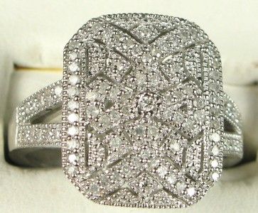   SI2 Micro Pave Genuine Diamond Milgrain Sterling Ring 5.5g Sz 7  