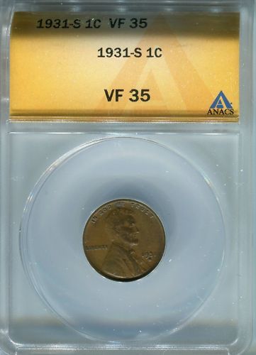 1931 S ANACS VF 35 WHEAT PENNY  