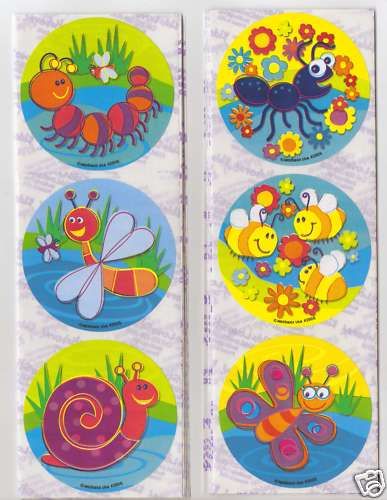 30 Cute Bugs Stickers, 2.5, Party Favors  