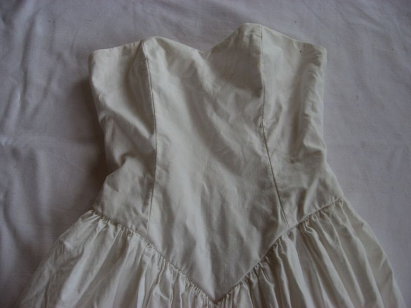 VTG 80s White Rockabilly Petticoat Strapless Dress 6  