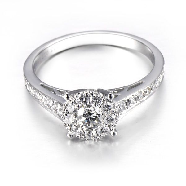 3CT DIAMETER Solid 14K White Gold DIAMOND Solitaire Halo Engagement 