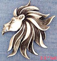 Lion Head Pewter Pin by JJ Jonette  