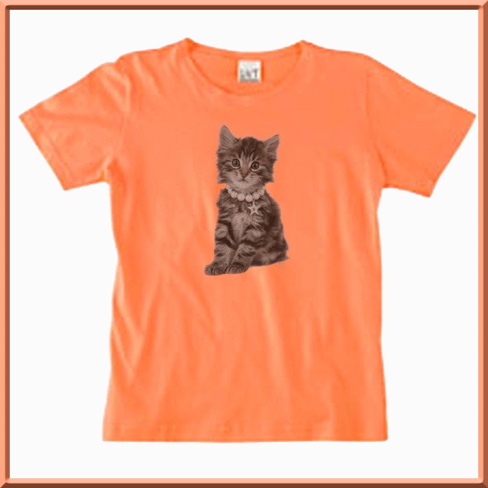 Adorable Charlie Tiger Striped Kitten Kitty Cat WOMENS SHIRTS S,M,L,XL 