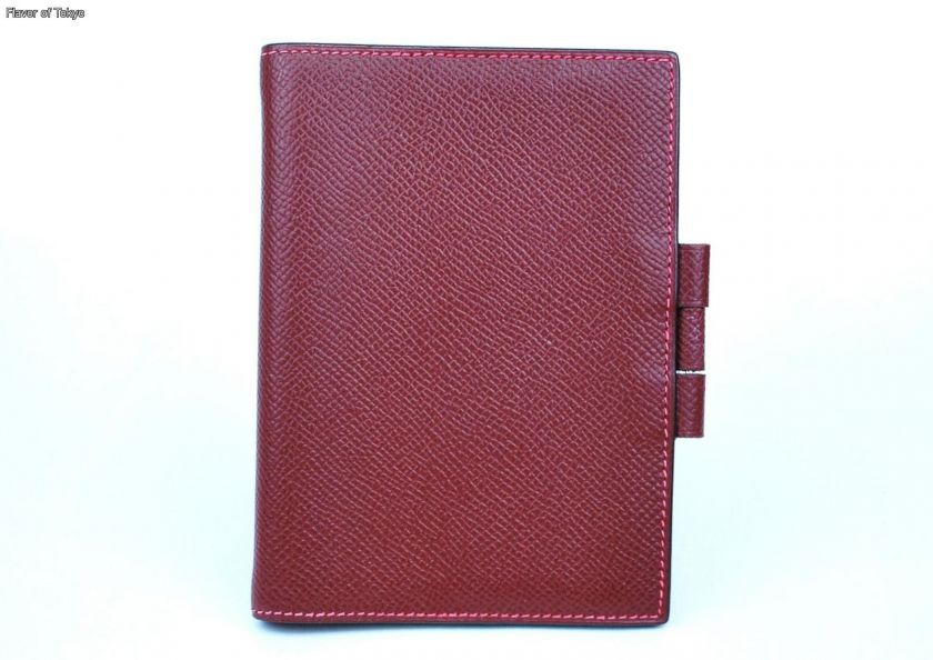 Authentic HERMES Burgundy Leather Agenda Note Cover  