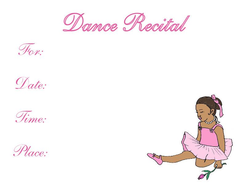 ballet DANCE RECITAL invitation African American cute  